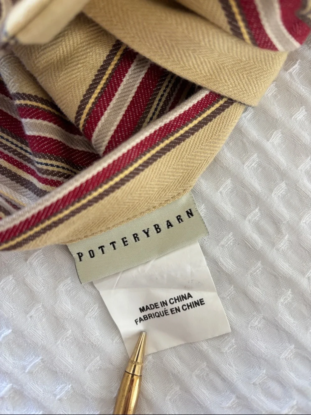Pottery Barn 2006 Tan Red Striped King Duvet Cover &‎ (2) Standard Pillow Shams